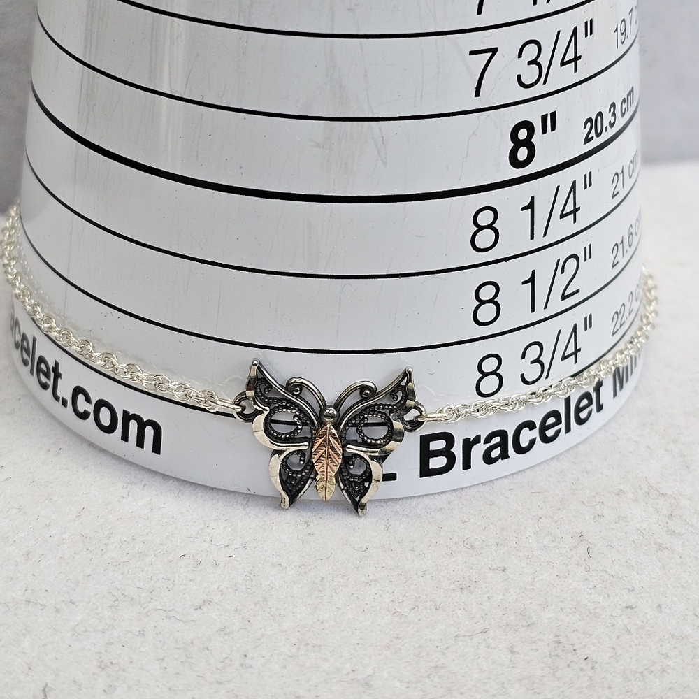 12K Butterfly Anklet Bracelet on 925 Chain - Picture 10 of 15